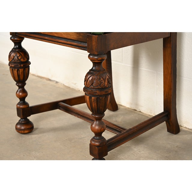 Berkey & Gay Antique English Jacobean Carved Walnut Dining Chairs, Set of Four For Sale - Image 10 of 15