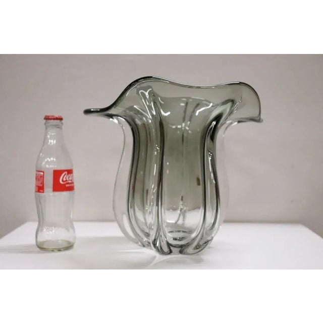 Refined artistic glass vase, Italy, production 1970s Murano. Not signed. There is a small original label but without...
