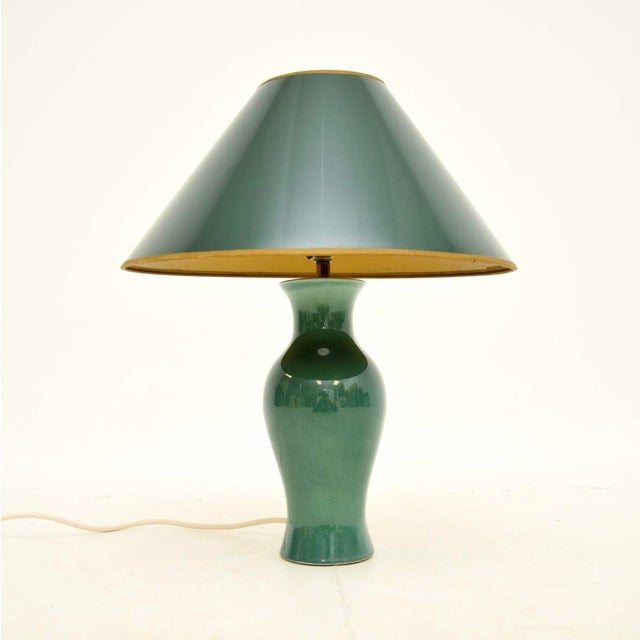 Vintage Green Ceramic Table Lamp, 1970 For Sale - Image 6 of 6