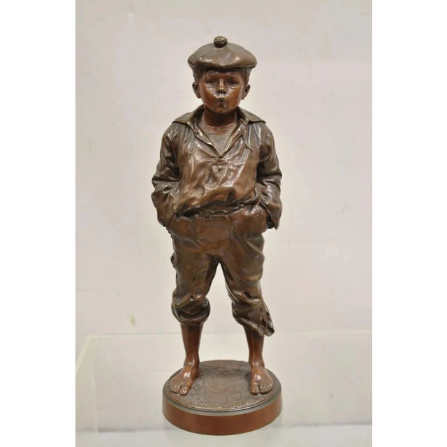 Late 19th Century V. Szczeblewski French Bronze Boy Statue "The Whistler" Le Mousse Siffleur For Sale - Image 12 of 12