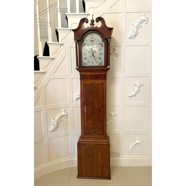 Antique English George III Mahogany and Oak Longcase Clock by Hudfon For Sale - Image 3 of 16