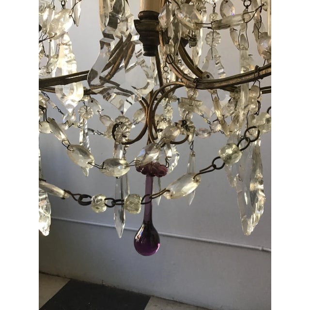 Brass 1960s Italian Crystal Chandelier For Sale - Image 8 of 12