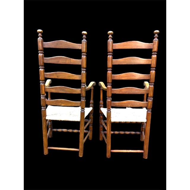 1920s 1920s Americana High Country Style Ladder-Back Chairs - Set of 2 For Sale - Image 5 of 10