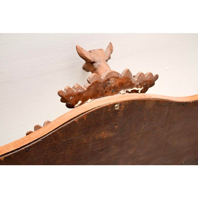 Antique Carved Oak Stag Mounted Mirror, 1950s For Sale - Image 9 of 10