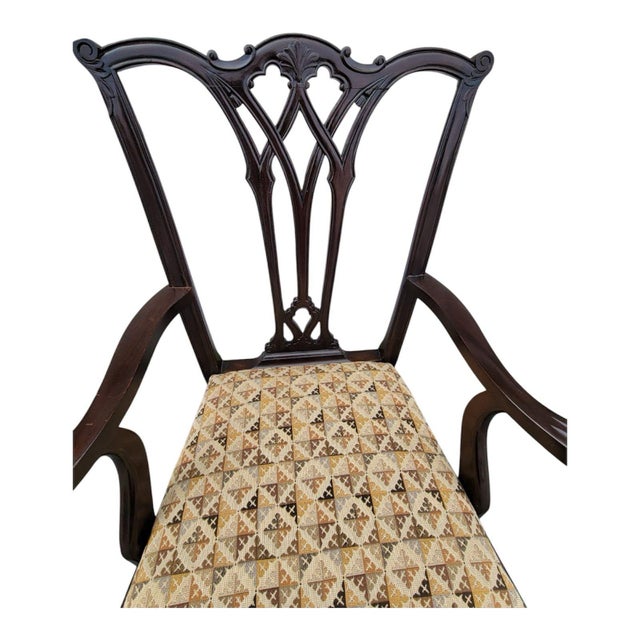 19th Century 19th Century Antique Carved Mahogany Chippendale Style Ball & Claw Foot Side/Desk Chair For Sale - Image 5 of 10