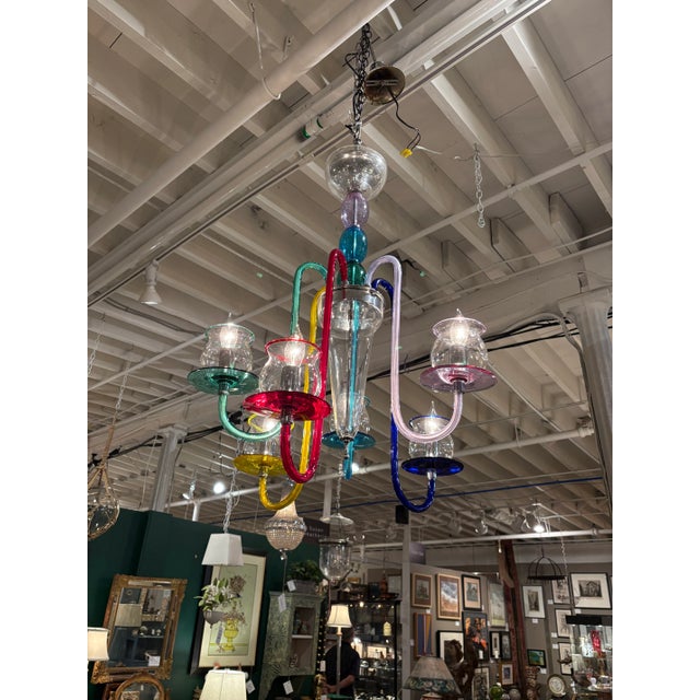 1980s Murano DeMajo Multi Colored Chandelier For Sale - Image 5 of 10