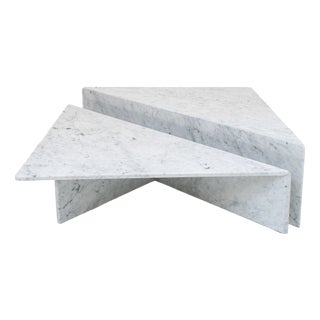 Sectional Triangle Carrara Marble Coffee Tables by Angelo Mangiarotti for Up&Up, Italy, 1970s, Set of 2 For Sale