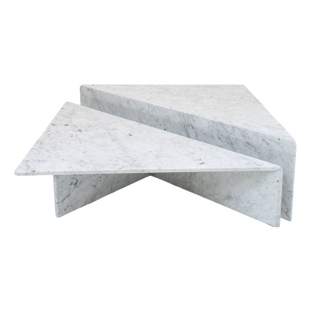 Sectional Triangle Carrara Marble Coffee Tables by Angelo Mangiarotti for Up&Up, Italy, 1970s, Set of 2 For Sale