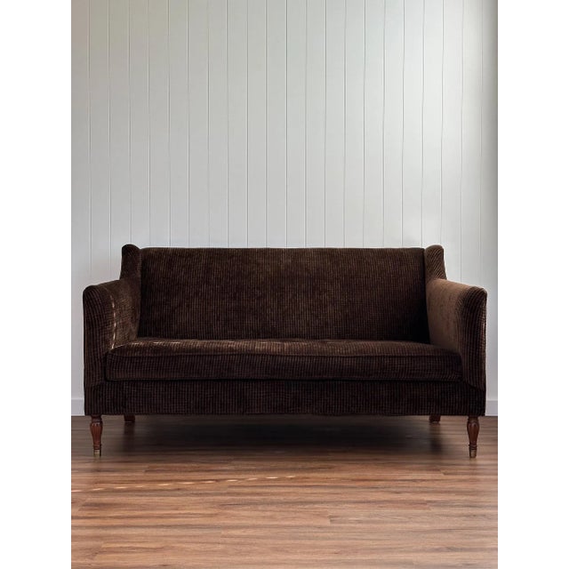 Vintage Lillian August Chocolate Velvet Corduroy Loveseat Sofa For Sale - Image 14 of 17