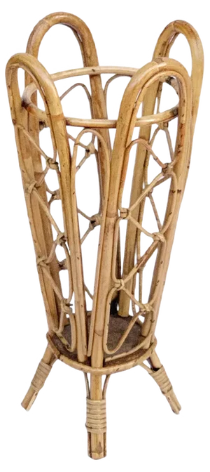 Italian Bamboo and Wicker Umbrella Stand in the Style of Franco Albini, 1950s