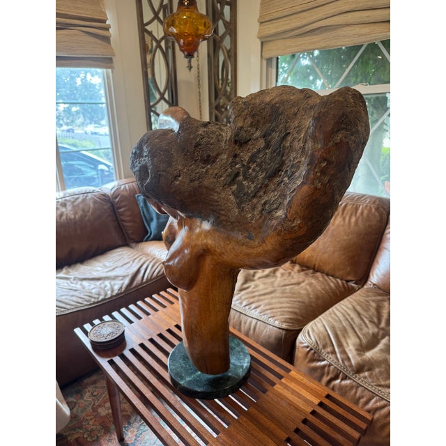 Postmodern Sig de Tonancour. Signed 1984 Carved Wood Statue of Woman For Sale - Image 3 of 7