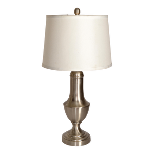 Vintage Regency Silver Steel Turned Tapered Table Lamp Drum Shade