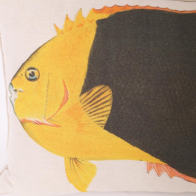 Eye catching down filled linen throw pillow both with printed aquatic image of a fish. Please see our other listing for...