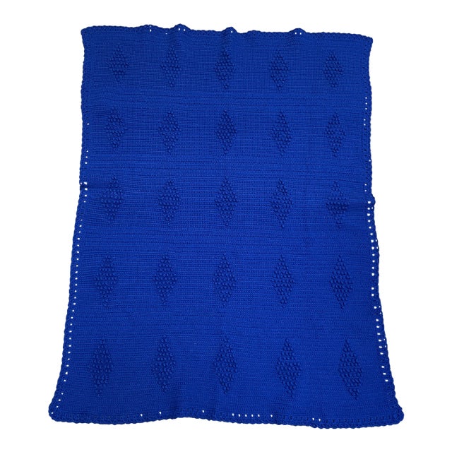 Mid Century Modern Hand Knit Afghan Throw Blanket For Sale