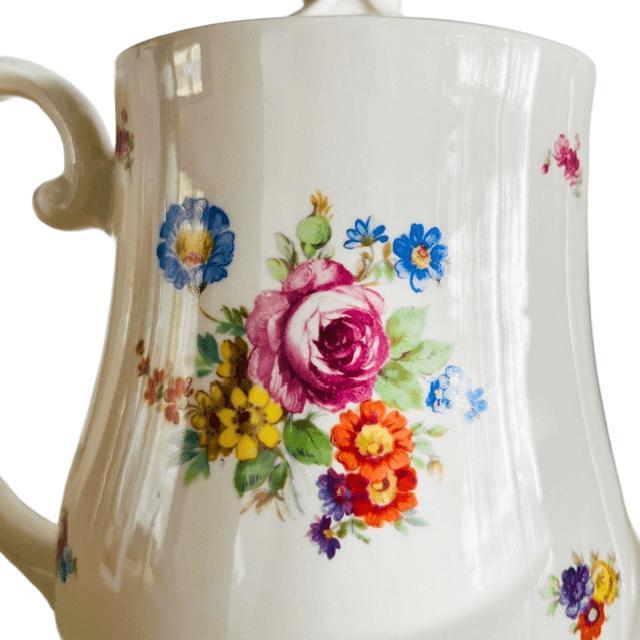 1930s Boudewijn Coffee Pot with Peony by Petrus Regout, Maastricht, 1930s For Sale - Image 5 of 7
