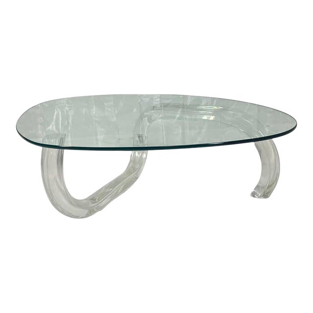 1970s Charles Hollis Jones “Squiggly Wiggly” Lucite Coffee Table, Usa, Signed & Dated For Sale