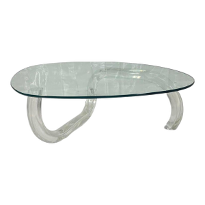 1970s Charles Hollis Jones “Squiggly Wiggly” Lucite Coffee Table, Usa, Signed & Dated