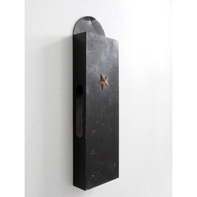 Black Vintage Metal Wall Mail Holder With Brass Star For Sale - Image 8 of 9