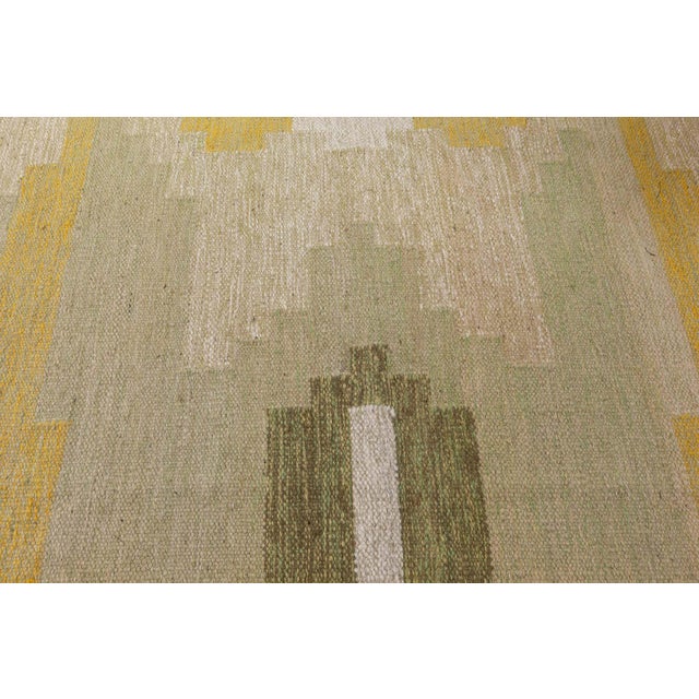 Doris Leslie Blau Vintage Scandinavian Geometric Light Beige Flatweave Wool Rug For Sale In New York - Image 6 of 8