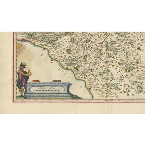 Antique Hand-Colored Map of Gâtinais & Sénonais from Blaeu, France, 1642 For Sale - Image 6 of 10