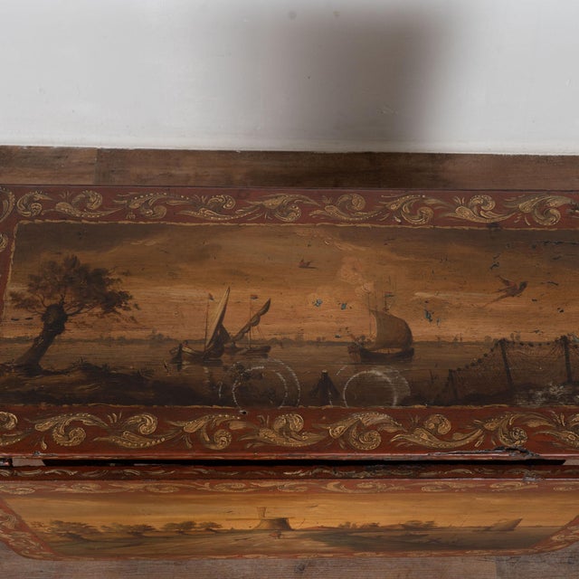 Early 19th Century Original Hand Painted Dutch Drop Leaf Table Console For Sale - Image 6 of 16
