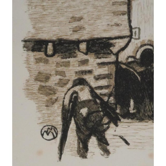 Mathurin MEHEUT (1882-1958) Brittany, The entrance to the church, 1937 Original wood engraving Signed with the artist's...