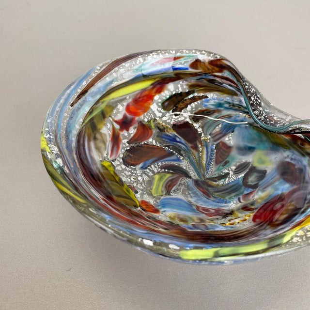 1960s Silver Flakes Murano Glass Ashtray from Dino Martens, Italy, 1960s For Sale - Image 5 of 18