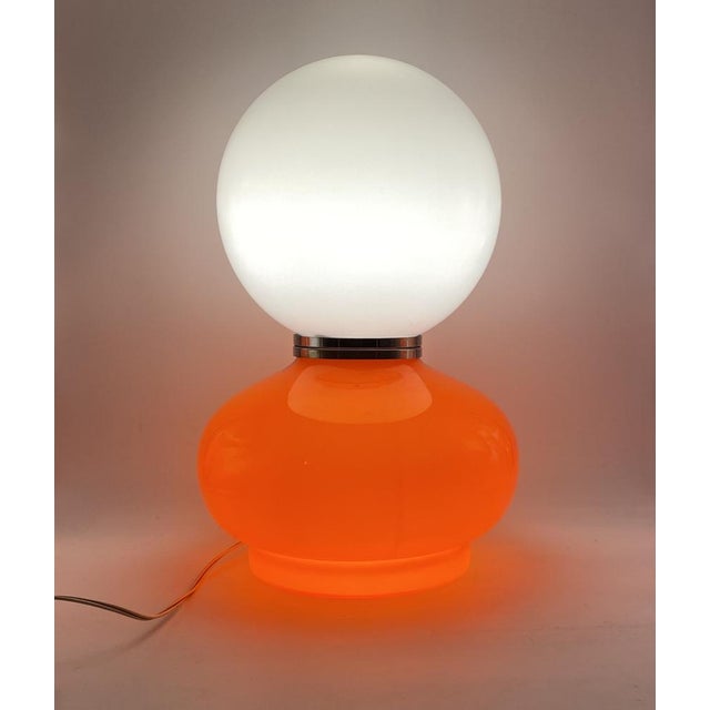 Metal Space Age Red Murano Glass Table Lamp attributed to AV Mazzega, 1970s For Sale - Image 7 of 16