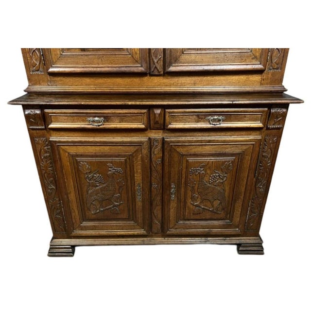 Renaissance Style Montbéliard Four-Door Cabinet in Oak For Sale - Image 4 of 8