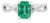 14k White Gold Emerald and Diamond Twisted Ring Size 6.5 For Sale