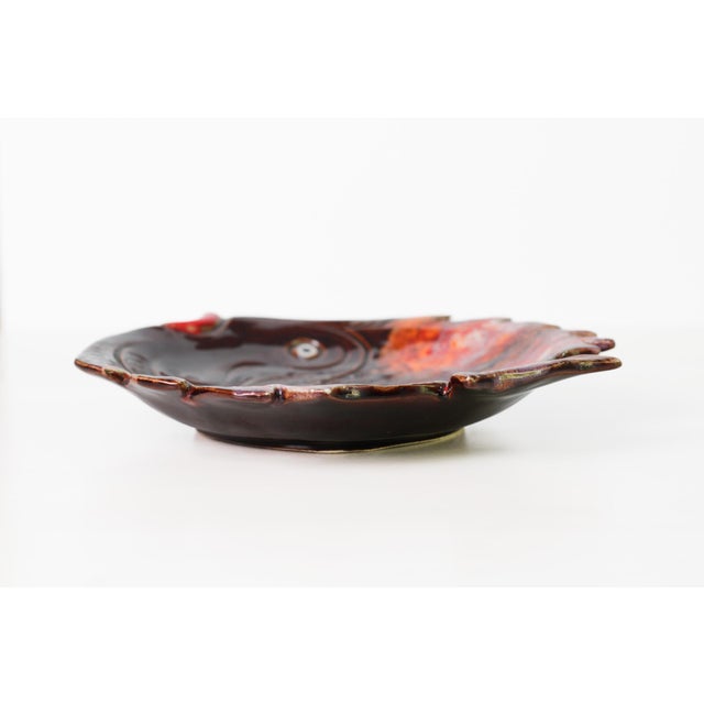 Ceramic Mid 20th Century Vallauris French Pottery Fish Platter in Orange and Brown Glaze For Sale - Image 7 of 16