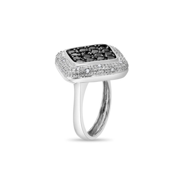 Contemporary Black & White Diamond Vintage Cocktail Ring 14k White Gold, Size 8.5 For Sale - Image 3 of 4