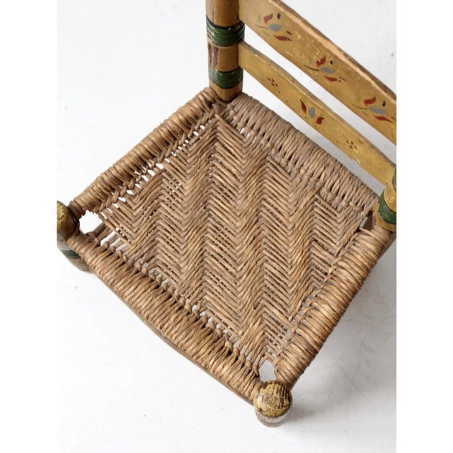 Wood Vintage Mexican Folk Art Children's Chair For Sale - Image 7 of 10