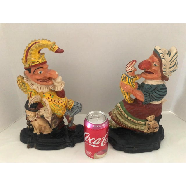 1980s Victorian Style Punch and Judy Iron Doorstops Pair For Sale In Detroit - Image 6 of 12