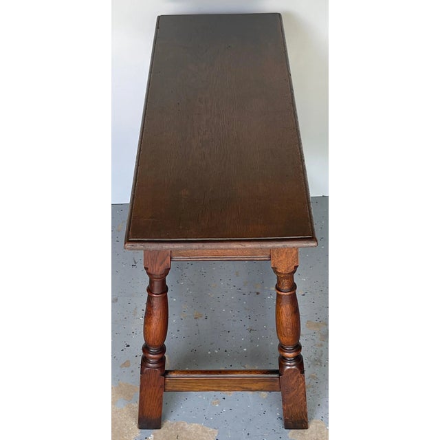 James II Style Carved Oak Bench/ Side Table, England, 1920s For Sale - Image 12 of 12