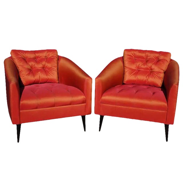 Mid-Century Modern Satin Chairs - a Pair For Sale