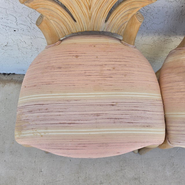 Vintage Venetian Grotto Style Carved Wood Palm Leaf Dining Chairs Set of 4 For Sale - Image 15 of 18