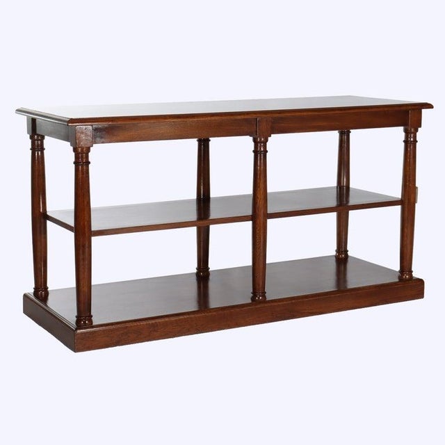 Vintage Classical Oak Long Table With Roman Column-Form Legs & Shelf C1940 For Sale - Image 14 of 18