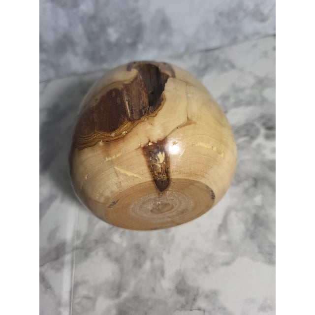 Elder Burlwood Bud Vase Hand Turned Box Sculpture Wood Home Accent Office For Sale - Image 4 of 8