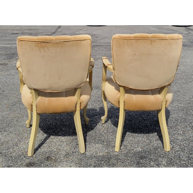 1960s Mid-Century Modern Conversation Set With 2 Tufted Arm Chairs and Painted Table For Sale - Image 12 of 14