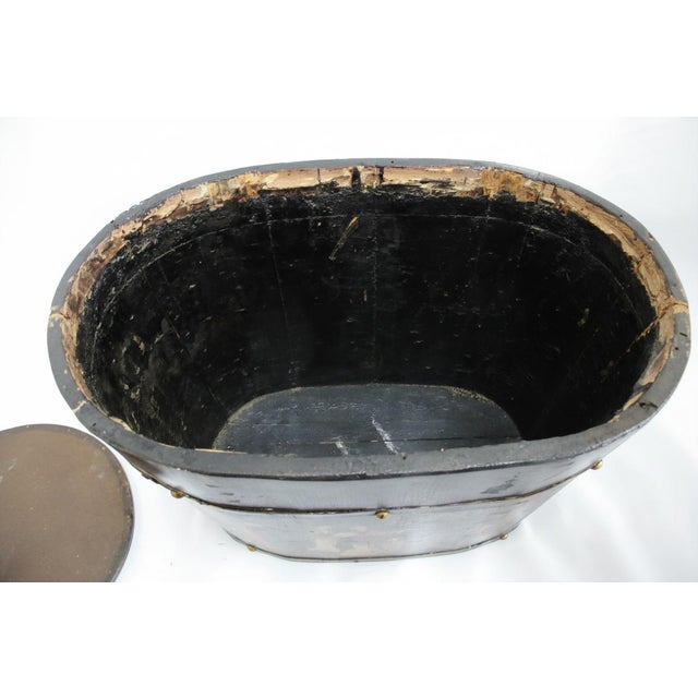 Antique Chinoiserie Chinese Hand Painted Lacquer Wood Rice Bin Box With Lid For Sale - Image 11 of 14