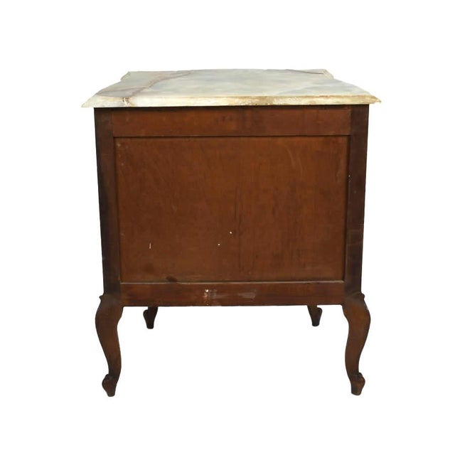 Brown Antique French Provincial Walnut Two‑Drawer Nightstand With Marble Top For Sale - Image 8 of 12
