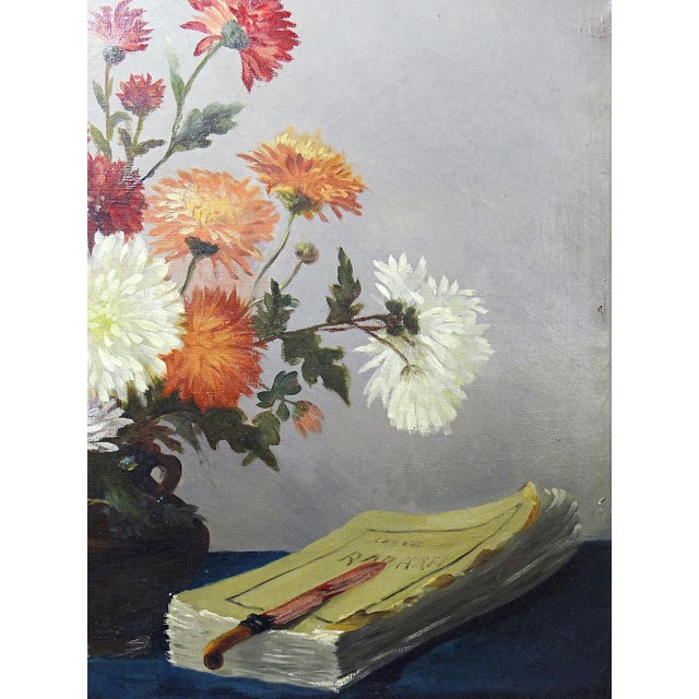 Gold L. Porte, Still Life with Chrysanthemums, 1888, Oil on Canvas, Framed For Sale - Image 8 of 15