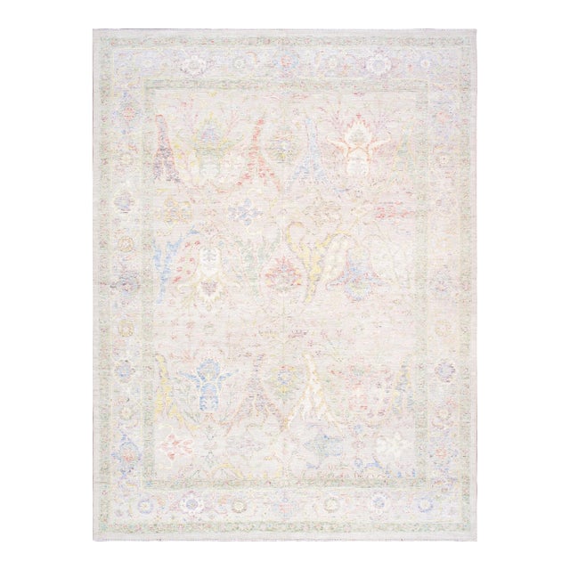 Pasargad Home Oushak Beige Wool Area Rug- 9' 0'' X 12' 2'' For Sale