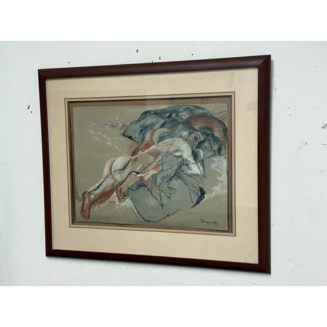 Design Plus Gallery presents a Pastel Painting of Nudes by J Mayons. The artwork is impactful and shows the the back view...