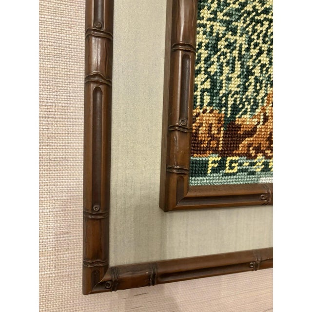 Chinoiserie Vintage Needlepoint Chinoiserie Scene Wall Art For Sale - Image 3 of 7