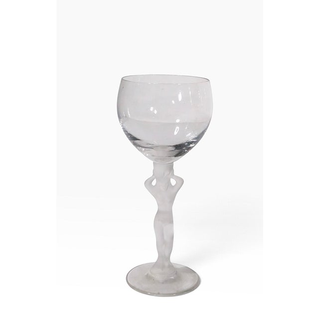 Lalique 1970s Art Deco Venus Bacchante Stemware Glasses by Bayel - Set of Eight For Sale - Image 4 of 14