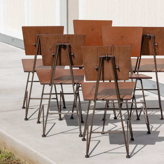 Frank Lloyd Wright Set of 6 Vintage Chipotle Composite and Steel Dining Chairs – Attributed to Steve Sauer | Bruce Gueswel For Sale - Image 4 of 10