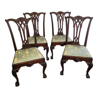 Late 19th Century Set of 4 Antique Chippendale Side Chairs For Sale