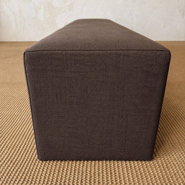 Textile Berg Cafe Noir Bench by Bloom Home Inc, Modern Linen Upholstery For Sale - Image 7 of 10